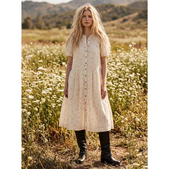 Free People Dresses & Skirts - Free People Dainty Ethereal Cottage Bella Mae Midi Dress Vanilla Floral Large